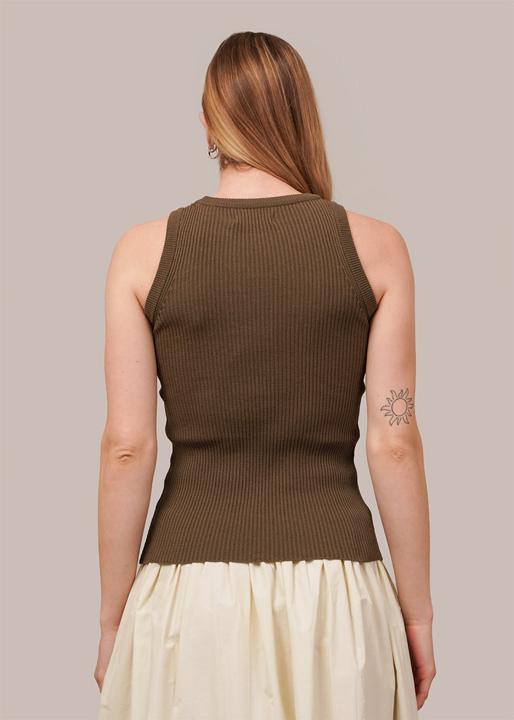 Mijeong Park Olive Ribbed Knit Tank - New Classics Studios Sustainable Ethical Fashion Canada