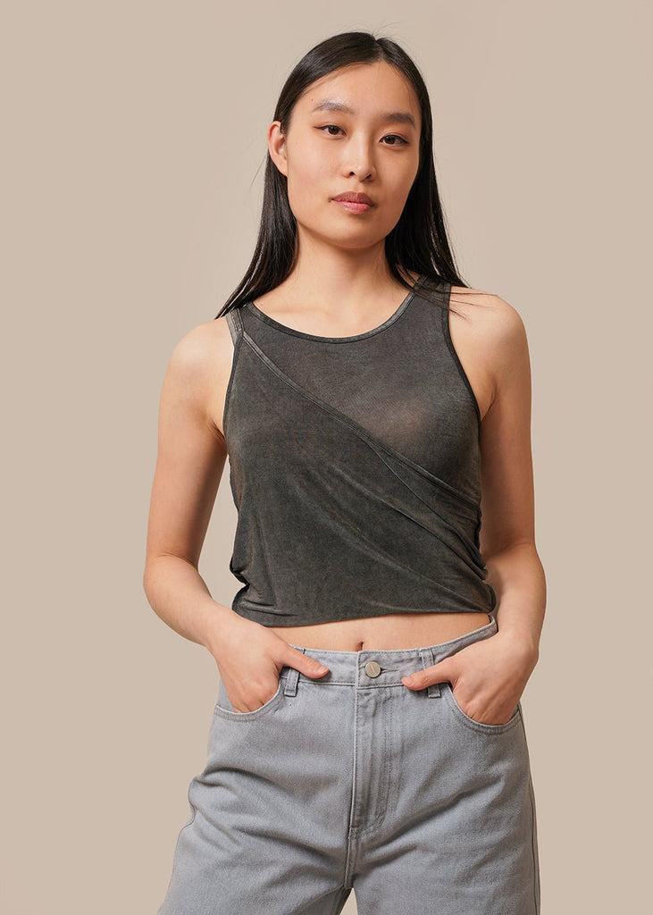 Three Straps Sleeveless Top in Charcoal by AMOMENTO – New Classics Studios