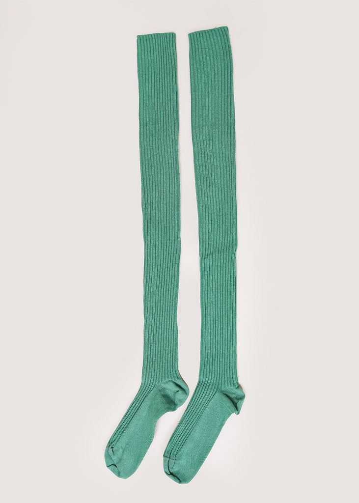 Baserange Pim Green Overknee Socks - New Classics Studios Sustainable Ethical Fashion Canada