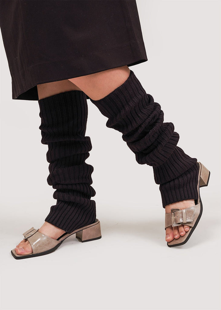 Cozy Outing Waffle Knit Leg Warmers In Black • Impressions Online Boutique
