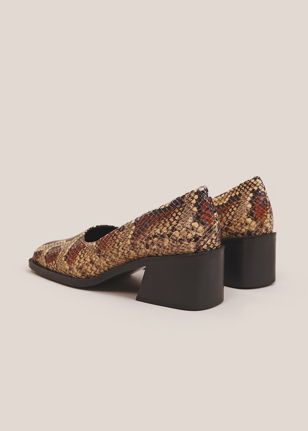 Suzanne Rae Faux Snake Wide Toe Pump - New Classics Studios Sustainable Ethical Fashion Canada