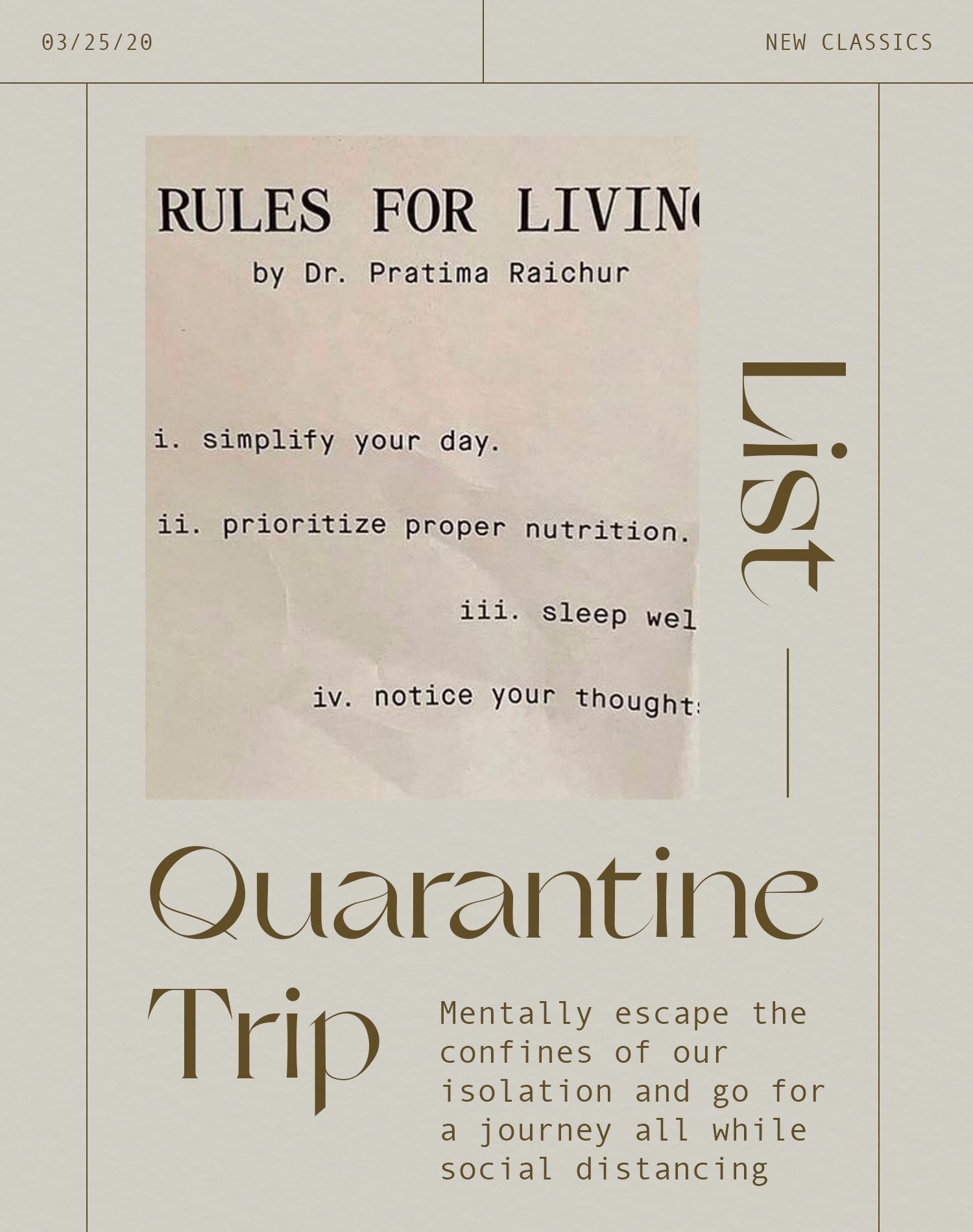 The List • Quarantine Trip