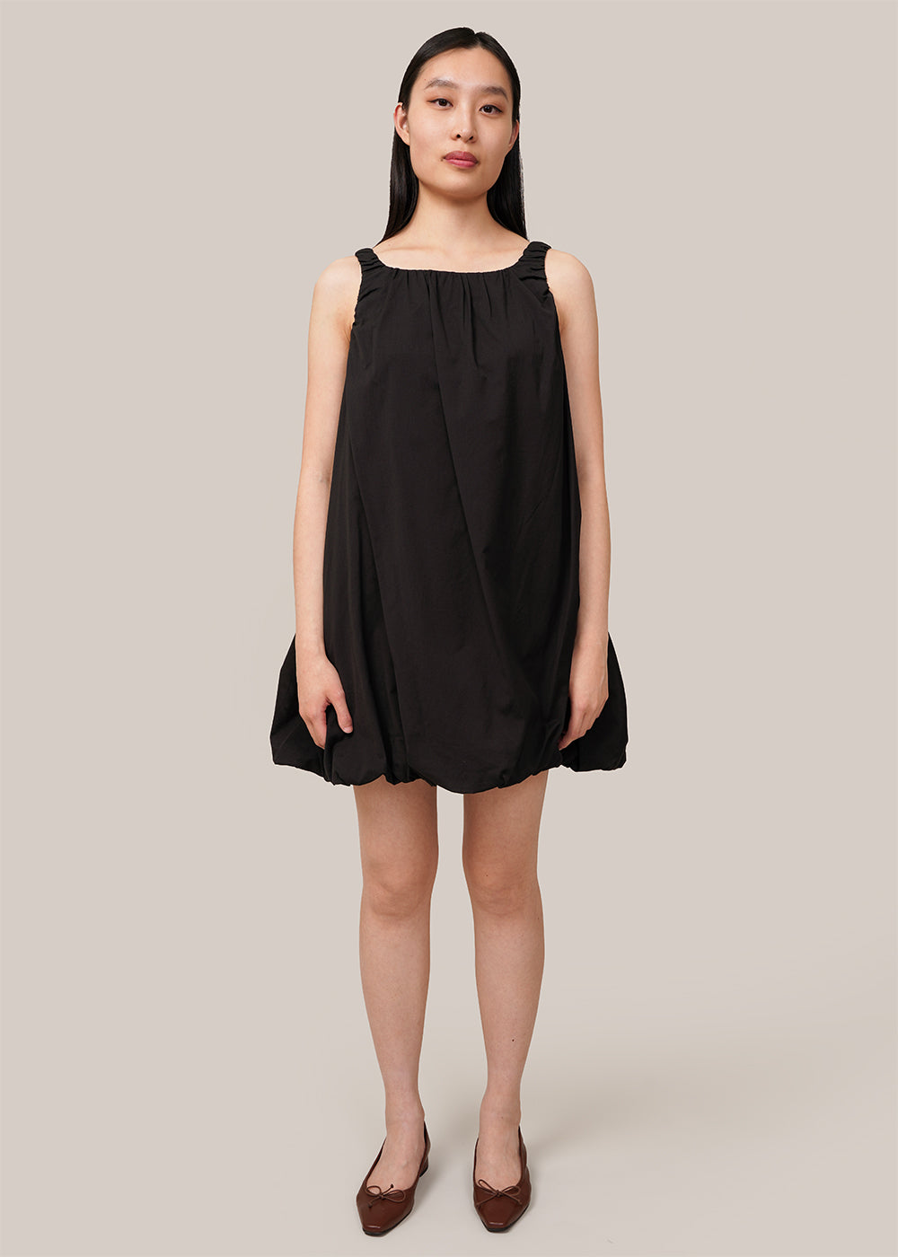 Black Sheer Volume Mini Dress