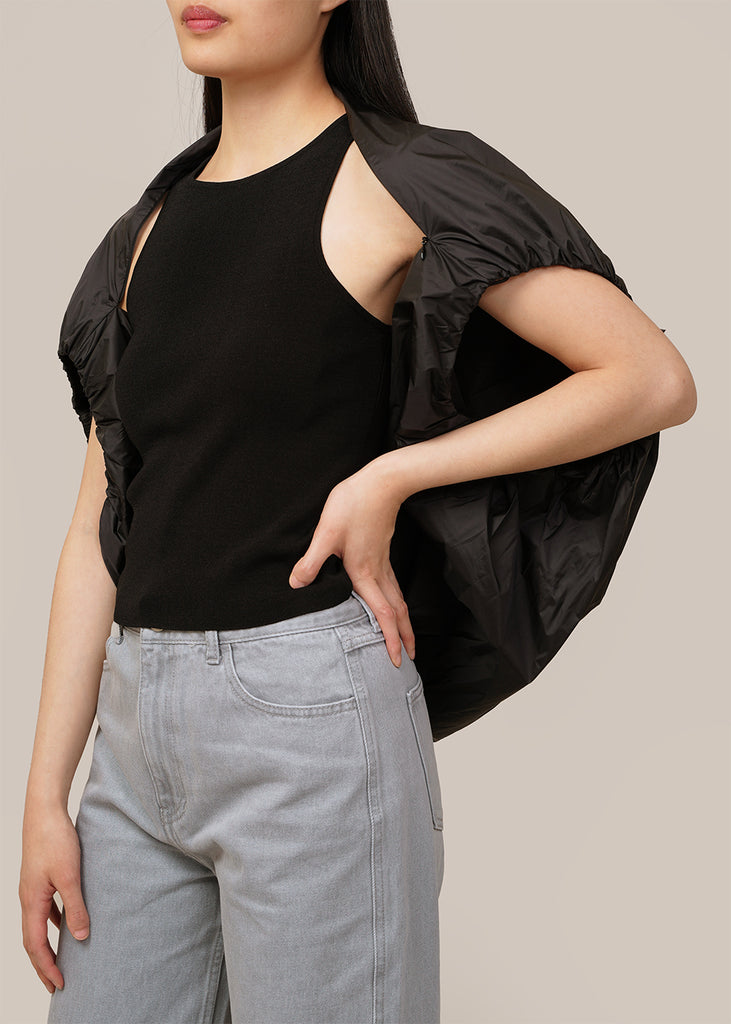 Black Volume Shirring Mini Dress/Bolero