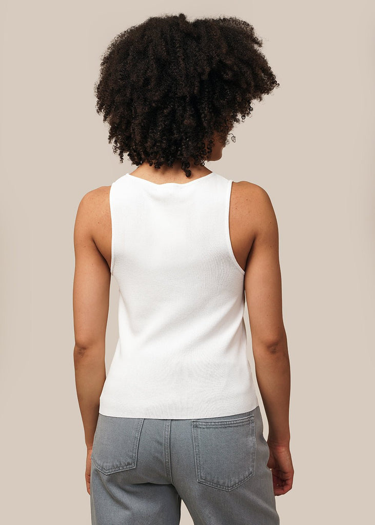 AMOMENTO Ivory Cut-Out Sleeveless Top - New Classics Studios Sustainable Ethical Fashion Canada