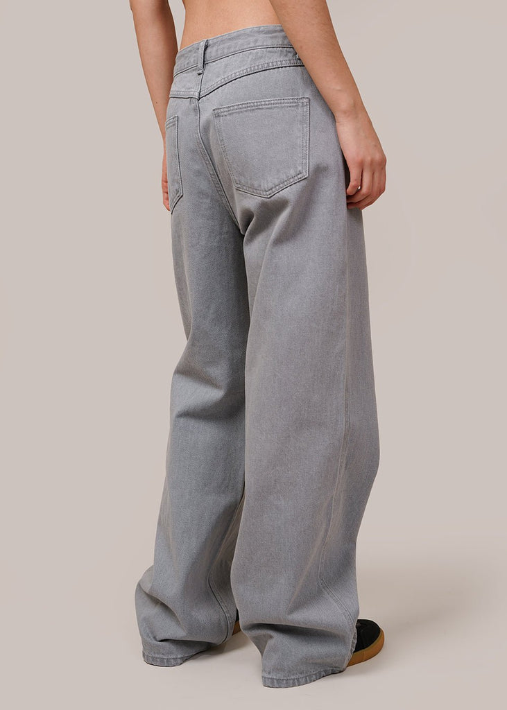AMOMENTO Light Gray Semi Wide Boot Cut Jeans - New Classics Studios Sustainable Ethical Fashion Canada