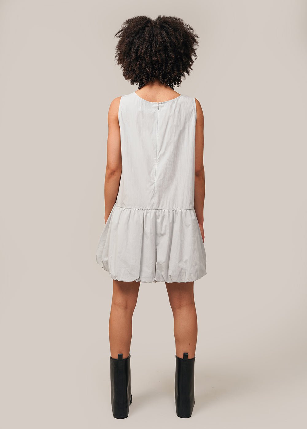 AMOMENTO Light Gray Volume Mini Dress - New Classics Studios Sustainable Ethical Fashion Canada