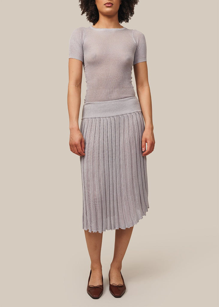 Belle The Label Silver Riona Knit Skirt - New Classics Studios Sustainable Ethical Fashion Canada