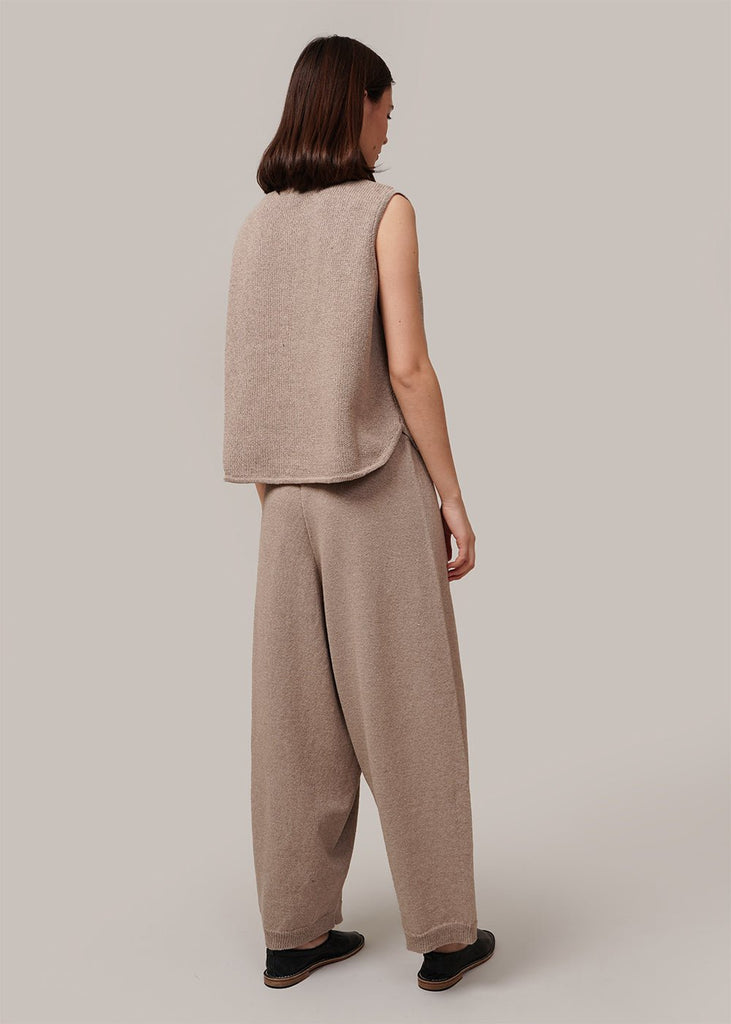 Cordera Taupe Cotton Knitted Pants - New Classics Studios Sustainable Ethical Fashion Canada