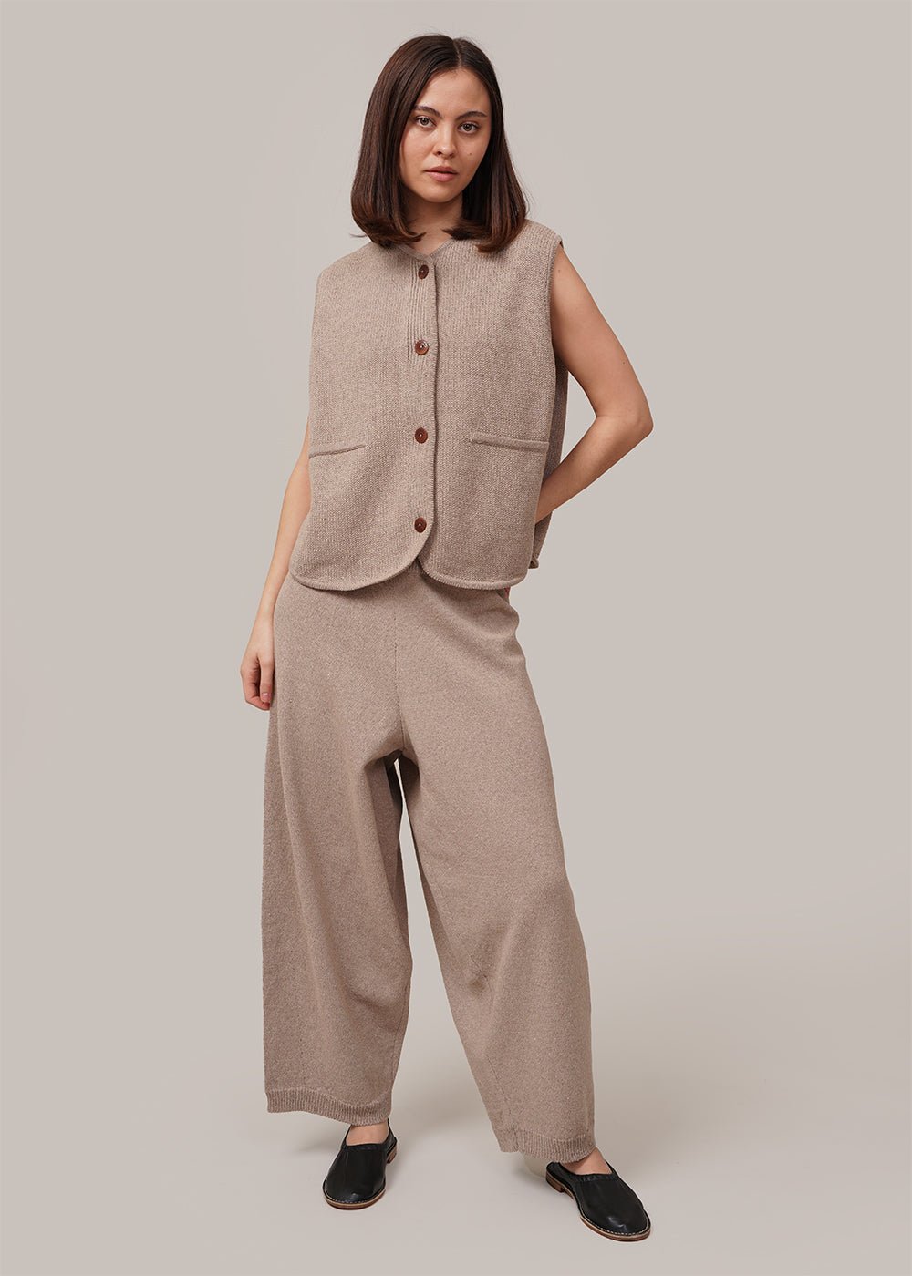 Cordera Taupe Cotton Waistcoat - New Classics Studios Sustainable Ethical Fashion Canada