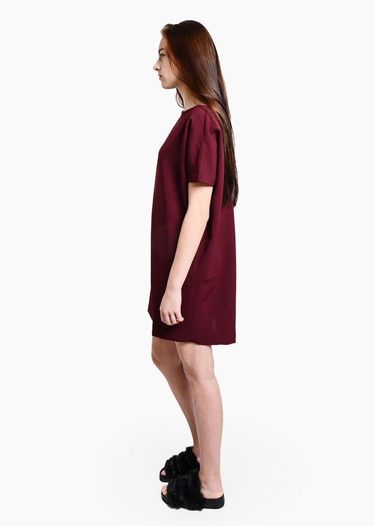 Kaarem Burgundy Angle Mini Dolman Open Back Dress - New Classics Studios Sustainable Ethical Fashion Canada