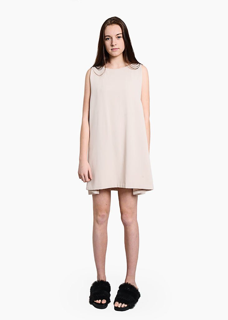 Kaarem Cream Tyh.d Boatneck Open Back Dress - New Classics Studios Sustainable Ethical Fashion Canada