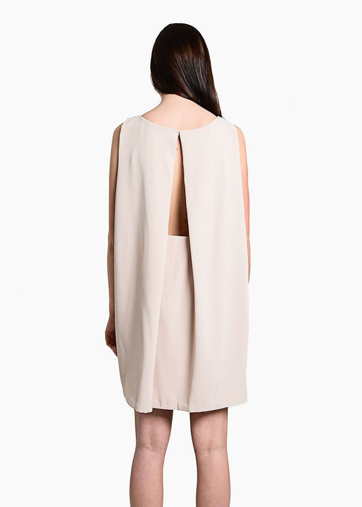 Kaarem Cream Tyh.d Boatneck Open Back Dress - New Classics Studios Sustainable Ethical Fashion Canada