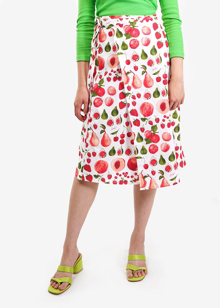 Lisa Says Gah Fruit Print Capri Wrap Skirt - New Classics Studios Sustainable Ethical Fashion Canada