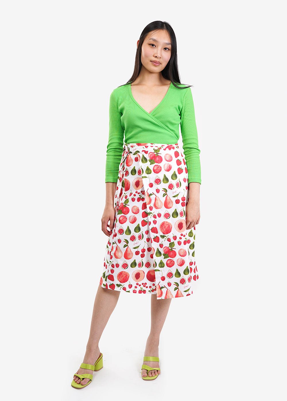 Lisa Says Gah Fruit Print Capri Wrap Skirt - New Classics Studios Sustainable Ethical Fashion Canada