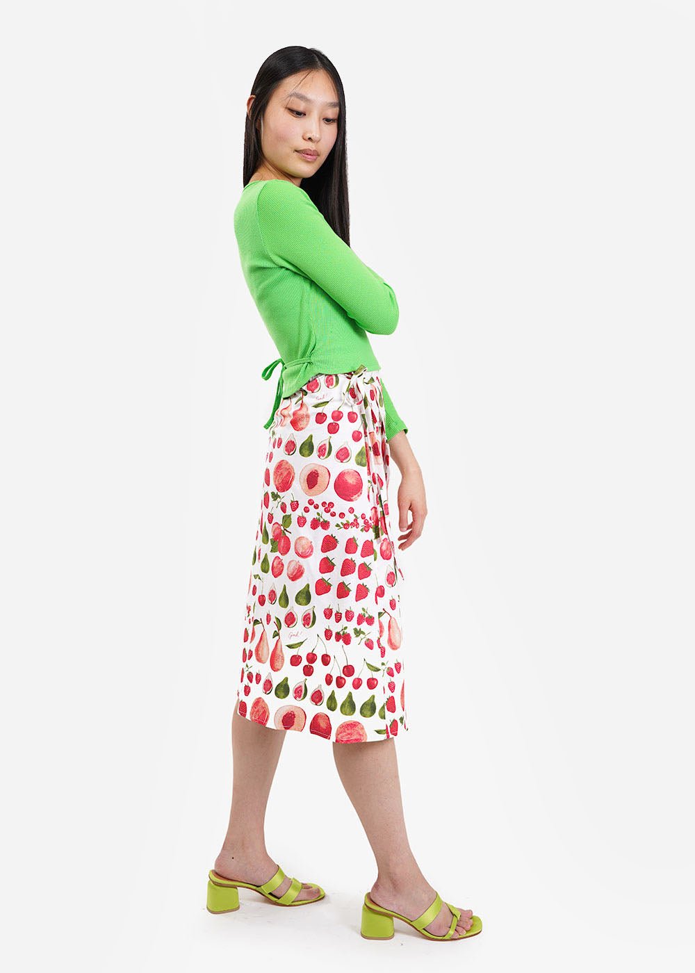 Lisa Says Gah Fruit Print Capri Wrap Skirt - New Classics Studios Sustainable Ethical Fashion Canada