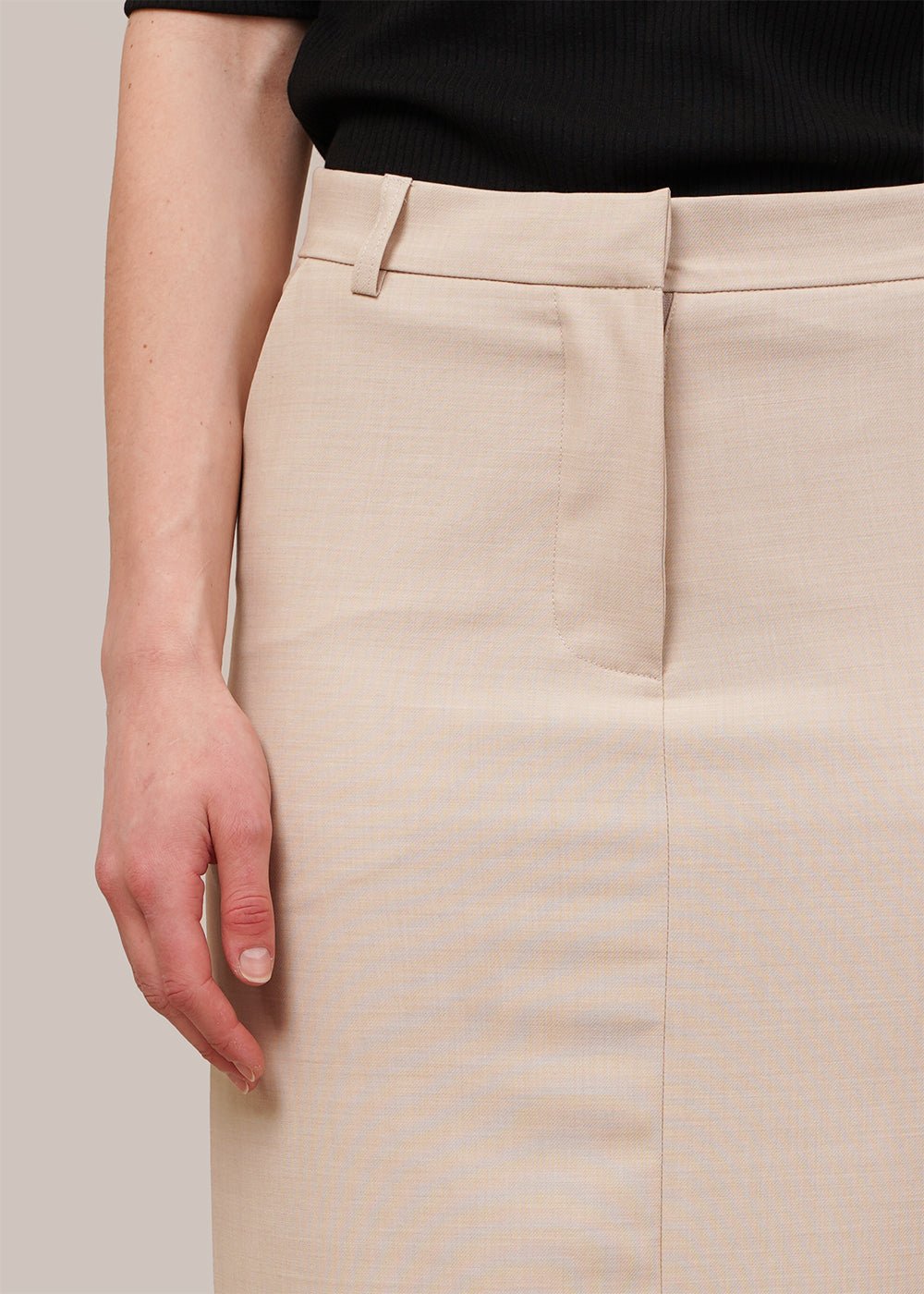 Mijeong Park Beige Split Back Midi Skirt - New Classics Studios Sustainable Ethical Fashion Canada