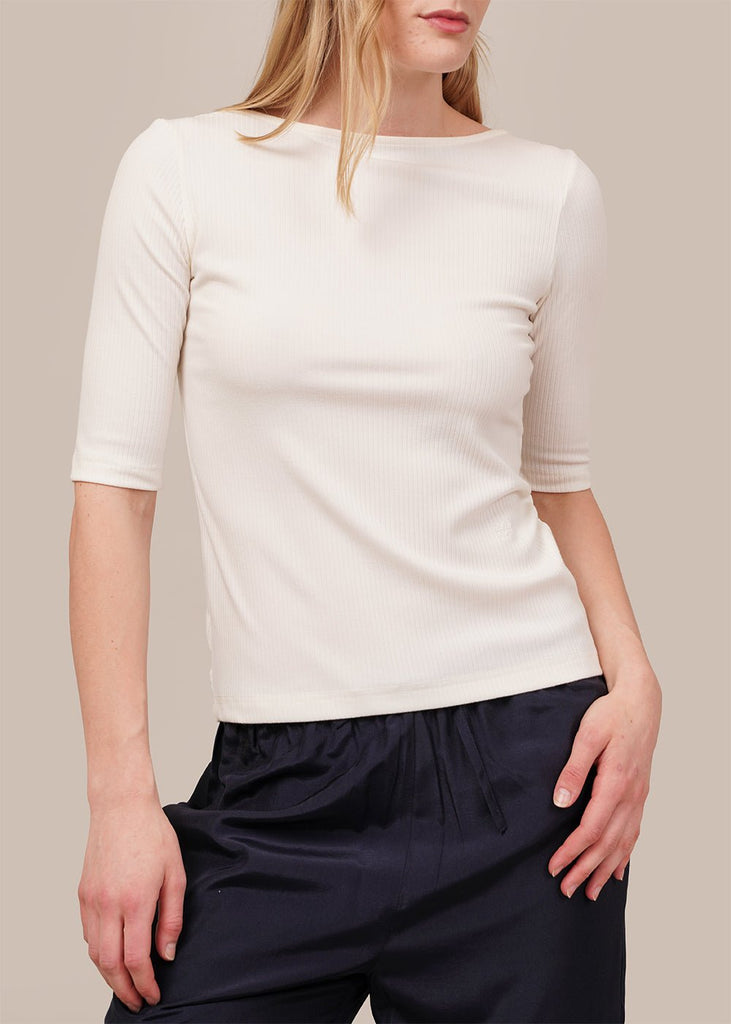 Mijeong Park Ivory Scoop Back Ribbed Top - New Classics Studios Sustainable Ethical Fashion Canada