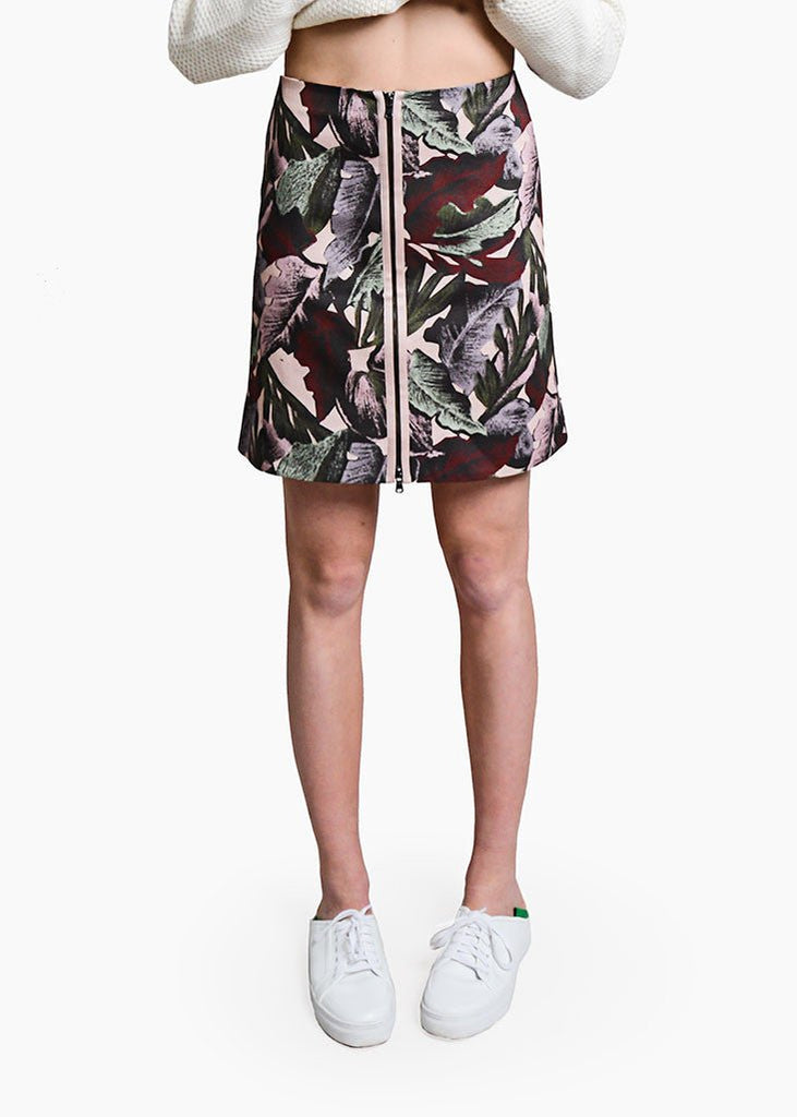 Svilu Palm Print Zipper A - Line Skirt - New Classics Studios Sustainable Ethical Fashion Canada