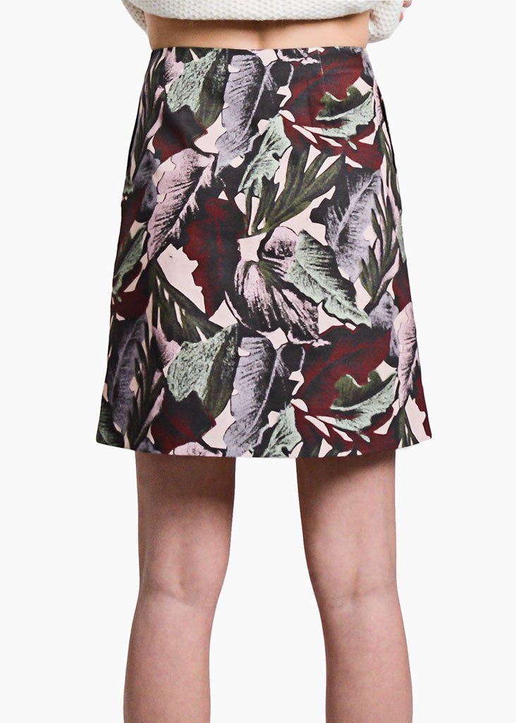 Svilu Palm Print Zipper A - Line Skirt - New Classics Studios Sustainable Ethical Fashion Canada