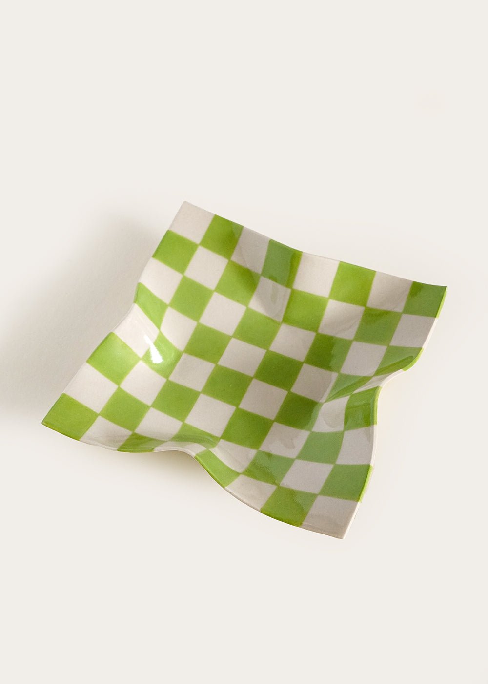 Lime Green Small Checked Handkerchief Dish