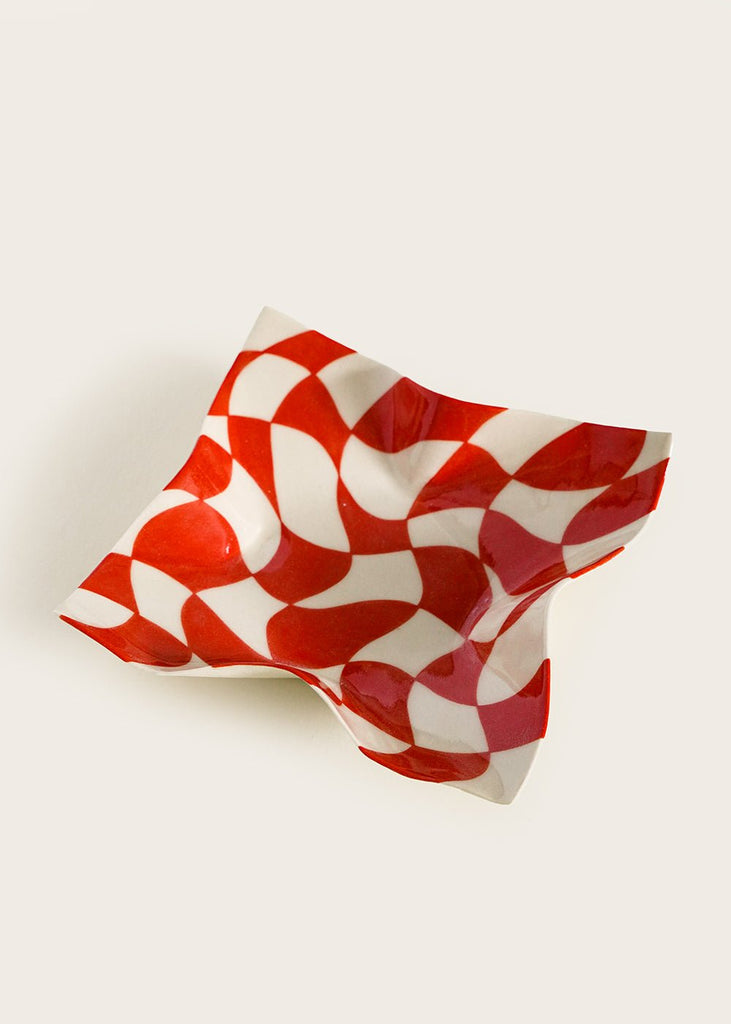 Ami Like Miami Red Small Checked Handkerchief Dish - New Classics Studios Sustainable Ethical Fashion Canada