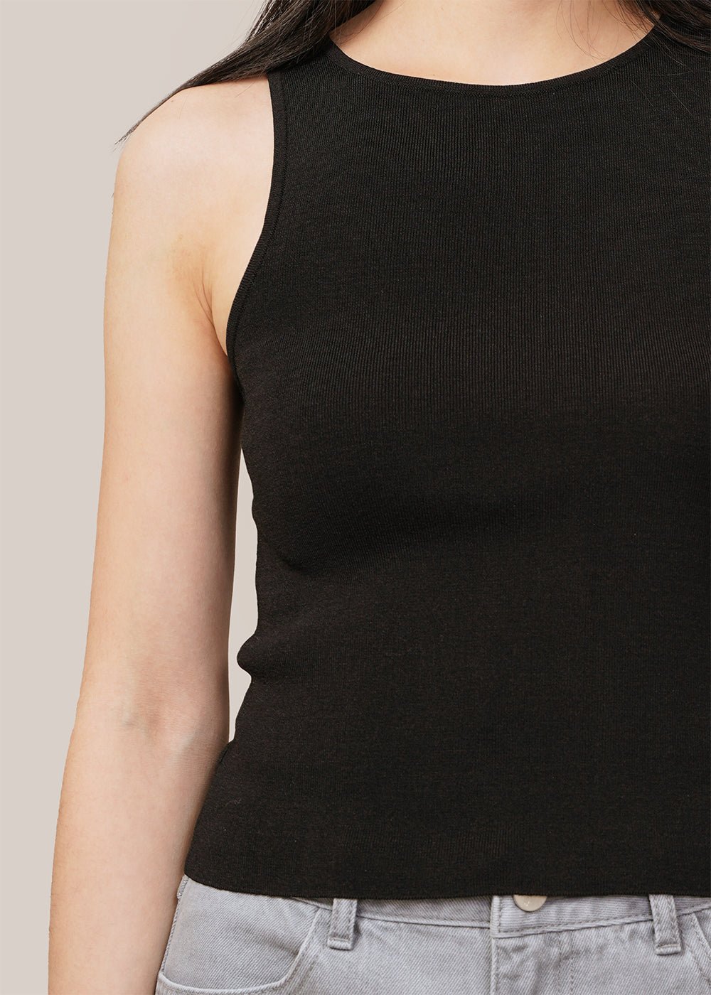 AMOMENTO Black Cut-Out Sleeveless Top - New Classics Studios Sustainable Ethical Fashion Canada
