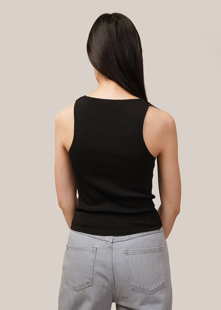 AMOMENTO Black Cut-Out Sleeveless Top - New Classics Studios Sustainable Ethical Fashion Canada