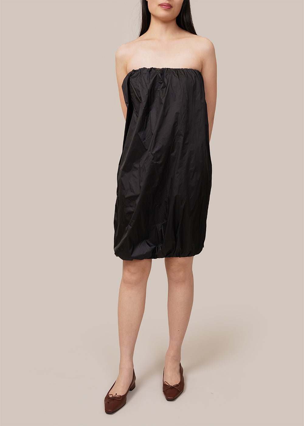 AMOMENTO Black Volume Shirring Mini Dress/Bolero - New Classics Studios Sustainable Ethical Fashion Canada