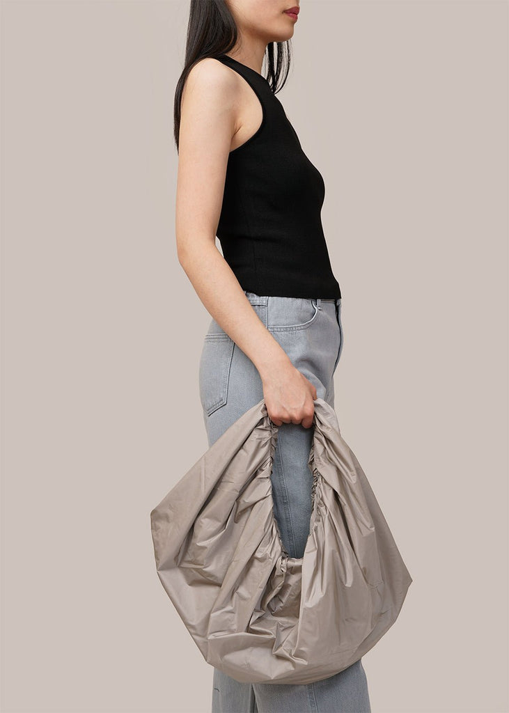 AMOMENTO Grey Shirring Tote Bag - New Classics Studios Sustainable Ethical Fashion Canada