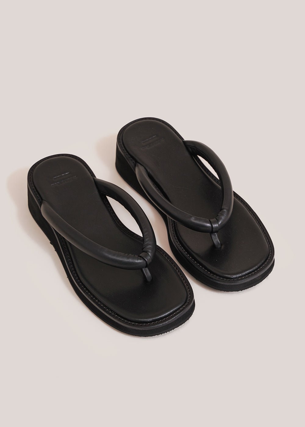 Padded Strap Flip Flop in Black by AMOMENTO – New Classics Studios