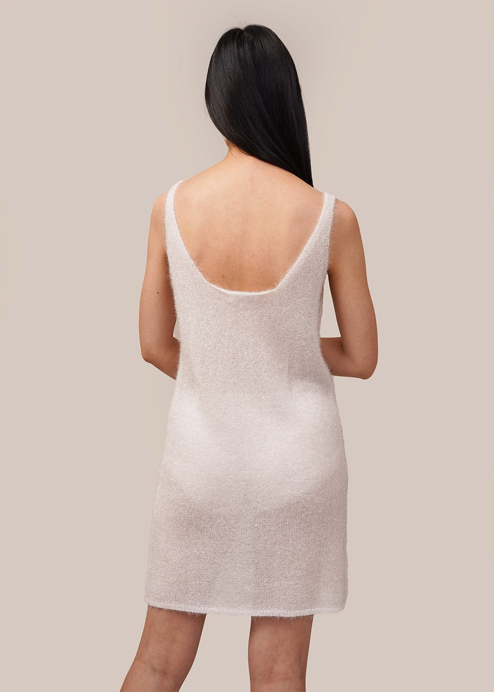 AMOMENTO White Hairy Layered Dress - New Classics Studios Sustainable Ethical Fashion Canada