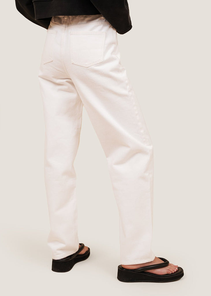 AMOMENTO White Recycled Cotton Denim Jeans - New Classics Studios Sustainable Ethical Fashion Canada