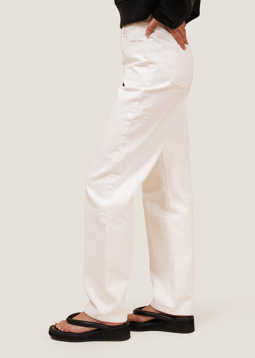 AMOMENTO White Recycled Cotton Denim Jeans - New Classics Studios Sustainable Ethical Fashion Canada