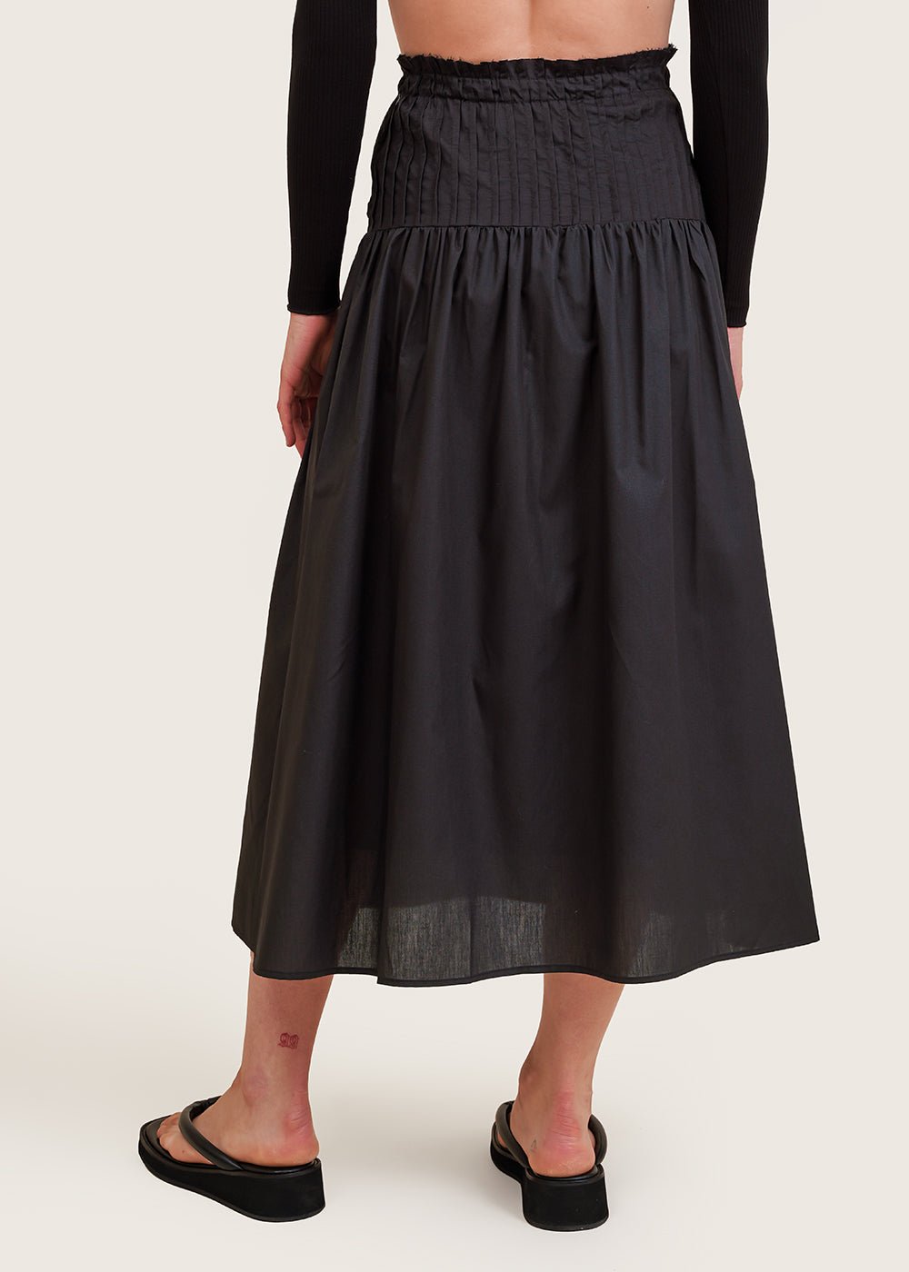 Angie Bauer Black Tucked Drop Waist Skirt - New Classics Studios Sustainable Ethical Fashion Canada