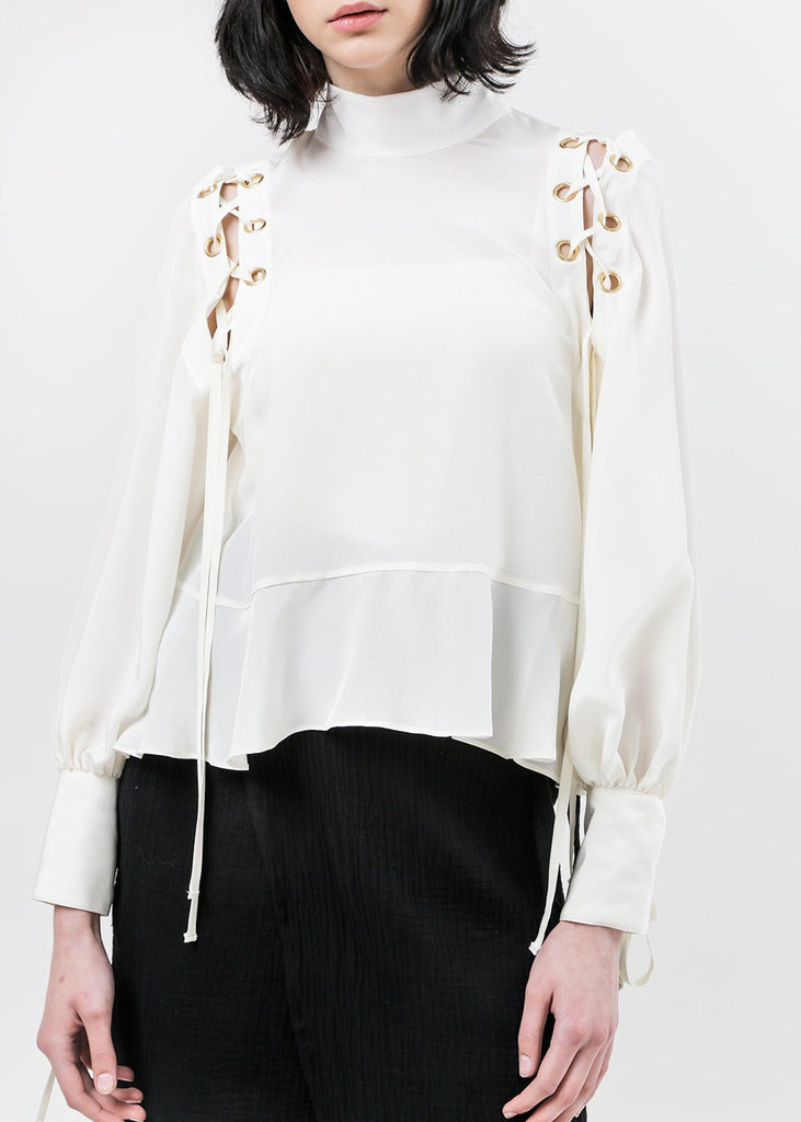 Arcana NYC Eyre Lace-Up Blouse - New Classics Studios Sustainable Ethical Fashion Canada