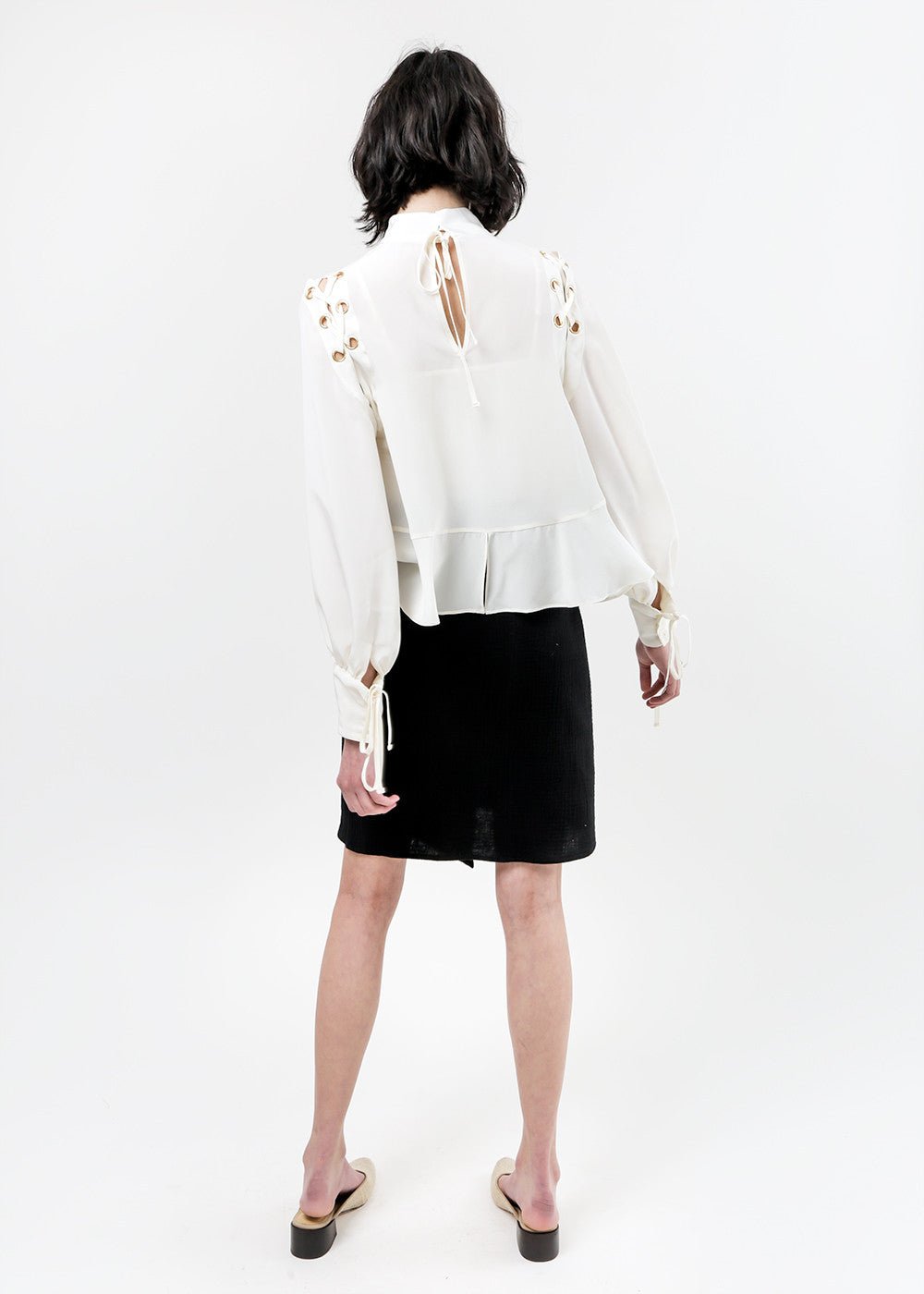 Arcana NYC Eyre Lace-Up Blouse - New Classics Studios Sustainable Ethical Fashion Canada