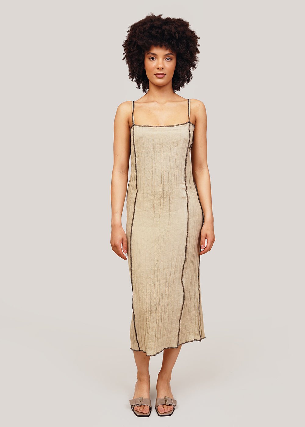 Baserange Acacia Brown Shok Slip Dress - New Classics Studios Sustainable Ethical Fashion Canada