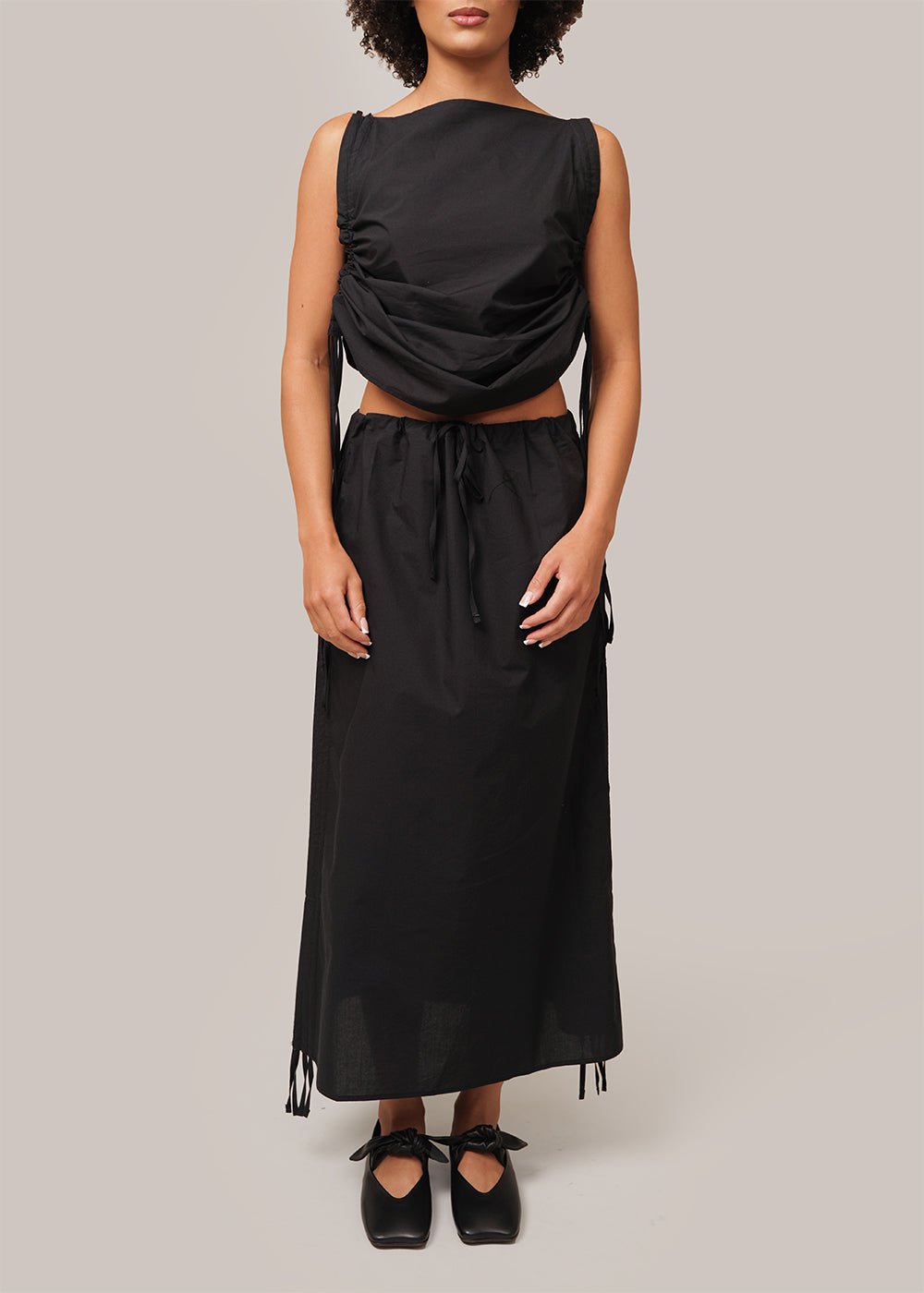 Baserange Black Pictorial Strap Skirt - New Classics Studios Sustainable Ethical Fashion Canada