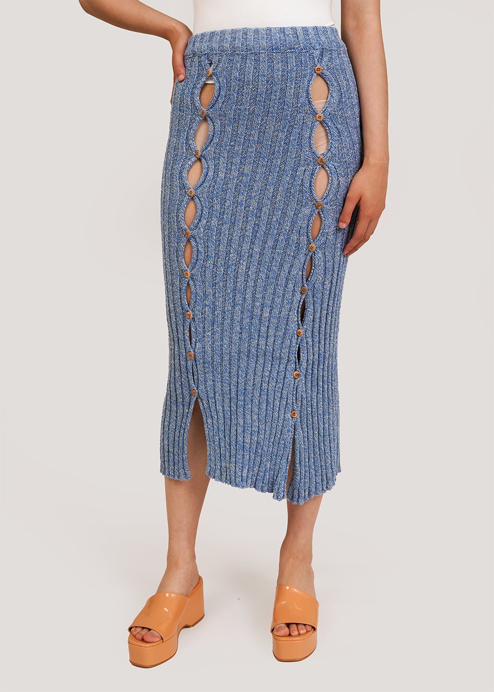Loulou Skirt in Blue Melange by BASERANGE – New Classics Studios