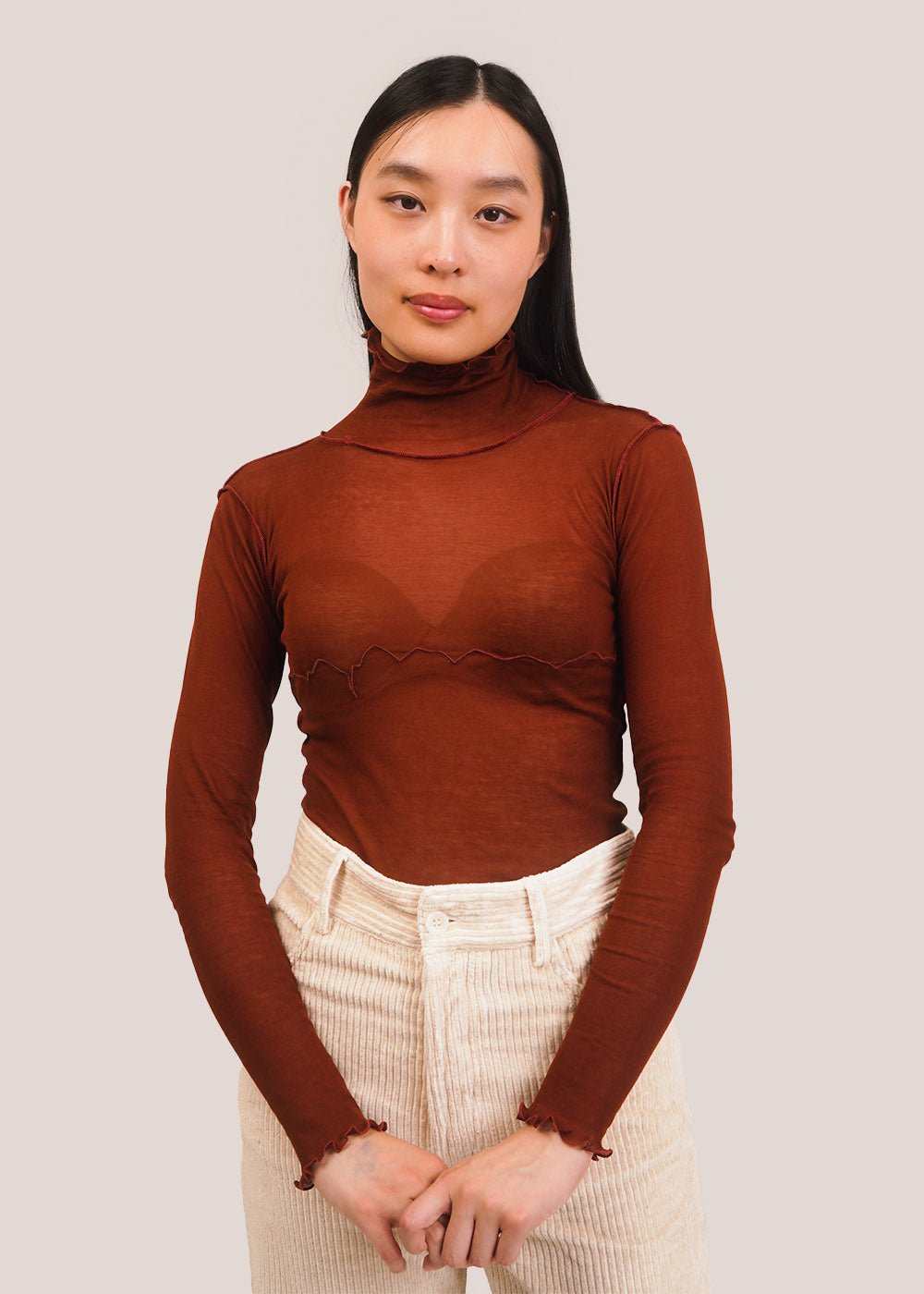 Click to Buy << Body Suits for Women orange Long Sleeve Turleneck