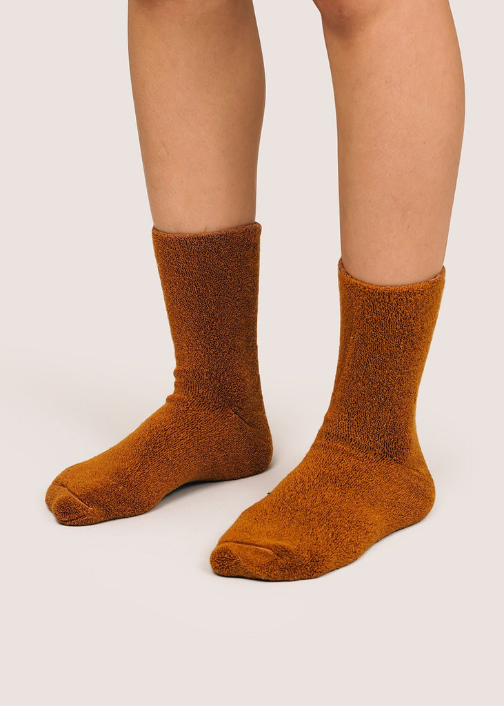 Baserange Burnt Yellow Buckle Overankle Socks - New Classics Studios Sustainable Ethical Fashion Canada