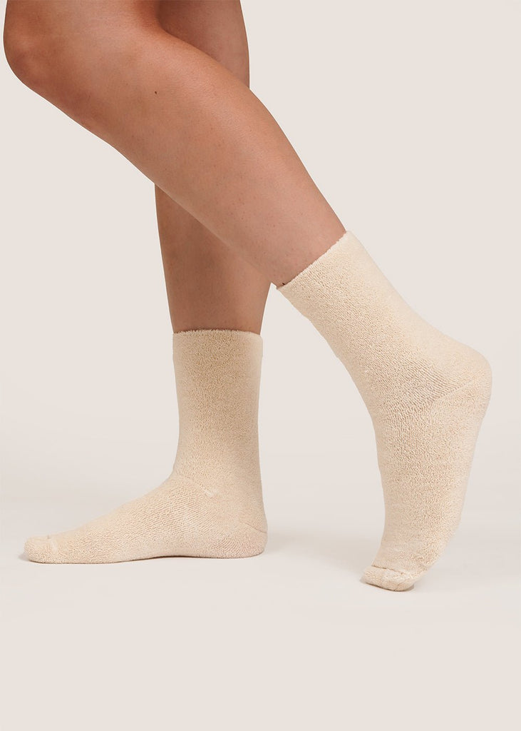 Baserange Cream Buckle Overankle Socks - New Classics Studios Sustainable Ethical Fashion Canada