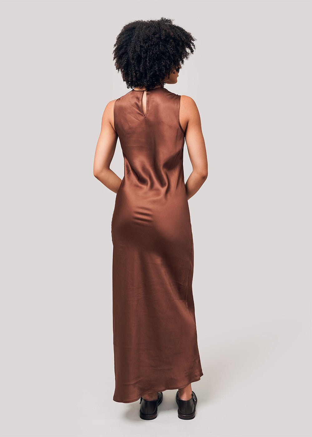 Baserange Dark Brown Dydine Tank Dress - New Classics Studios Sustainable Ethical Fashion Canada