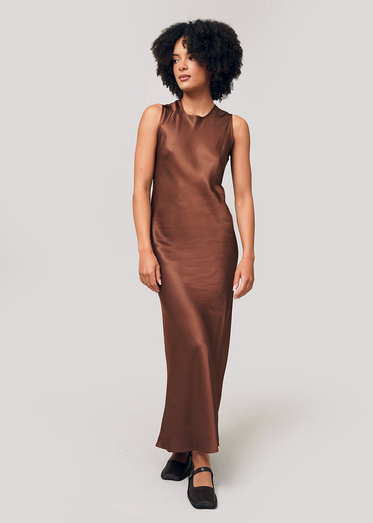 Baserange Dark Brown Dydine Tank Dress - New Classics Studios Sustainable Ethical Fashion Canada