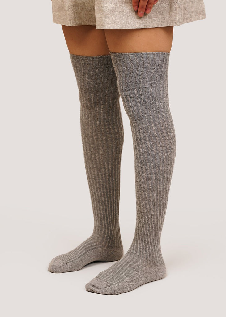 Grey Melange Overknee Socks