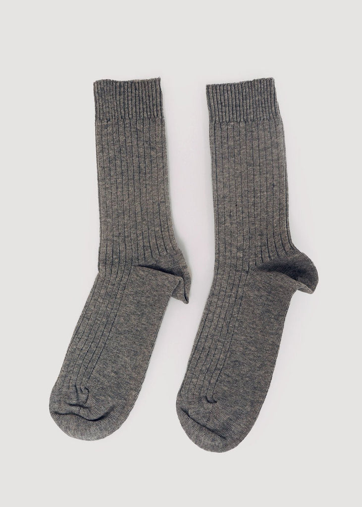Baserange Grey Melange Rib Ankle Socks - New Classics Studios Sustainable Ethical Fashion Canada