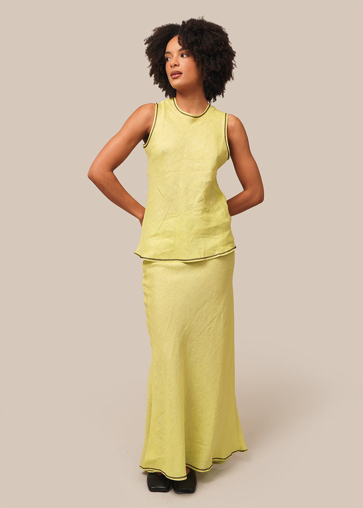 Baserange Lime Dydine Fitted Skirt - New Classics Studios Sustainable Ethical Fashion Canada