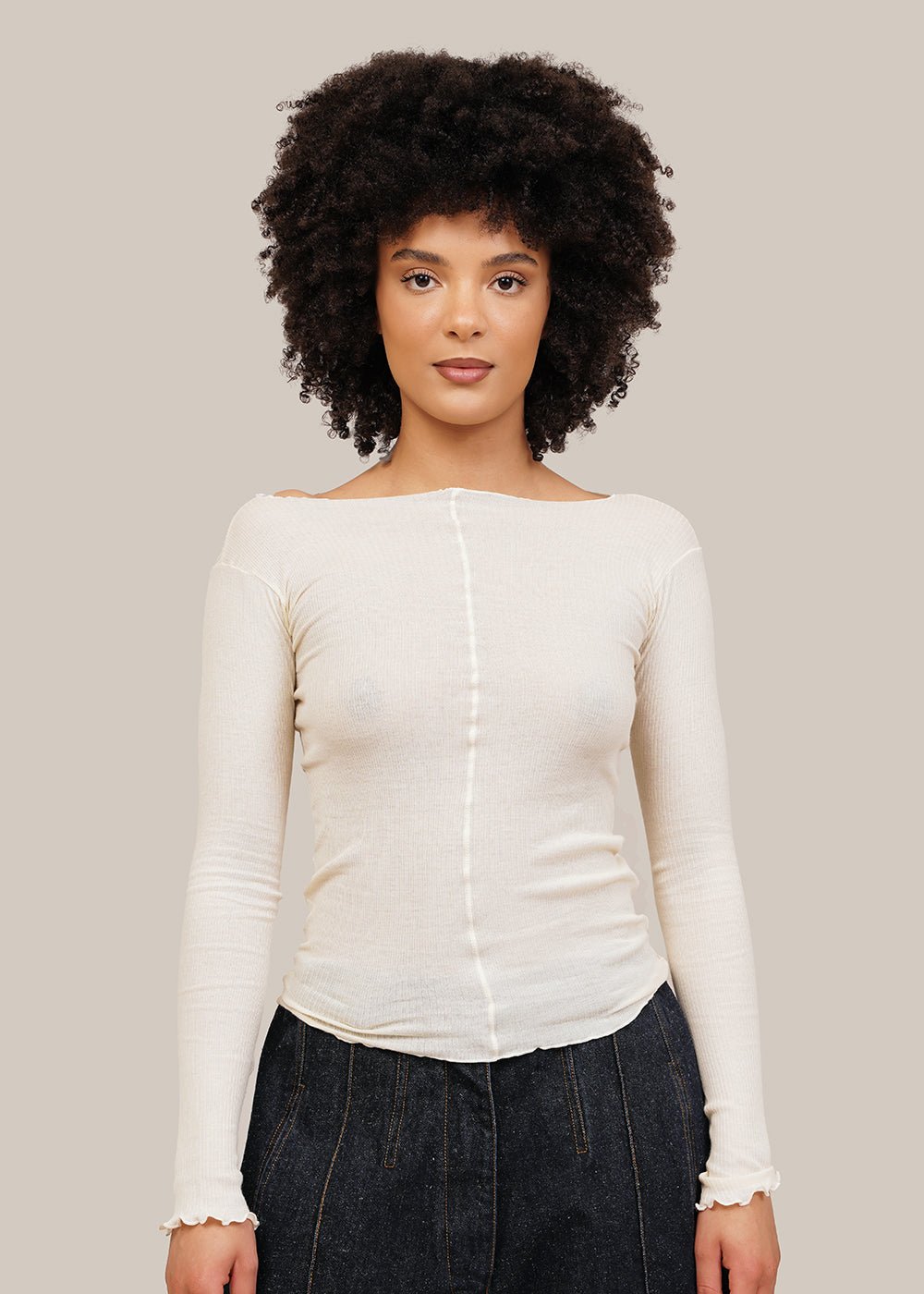 The Long Sleeve Ribbed Top in White – Frank And Oak Canada