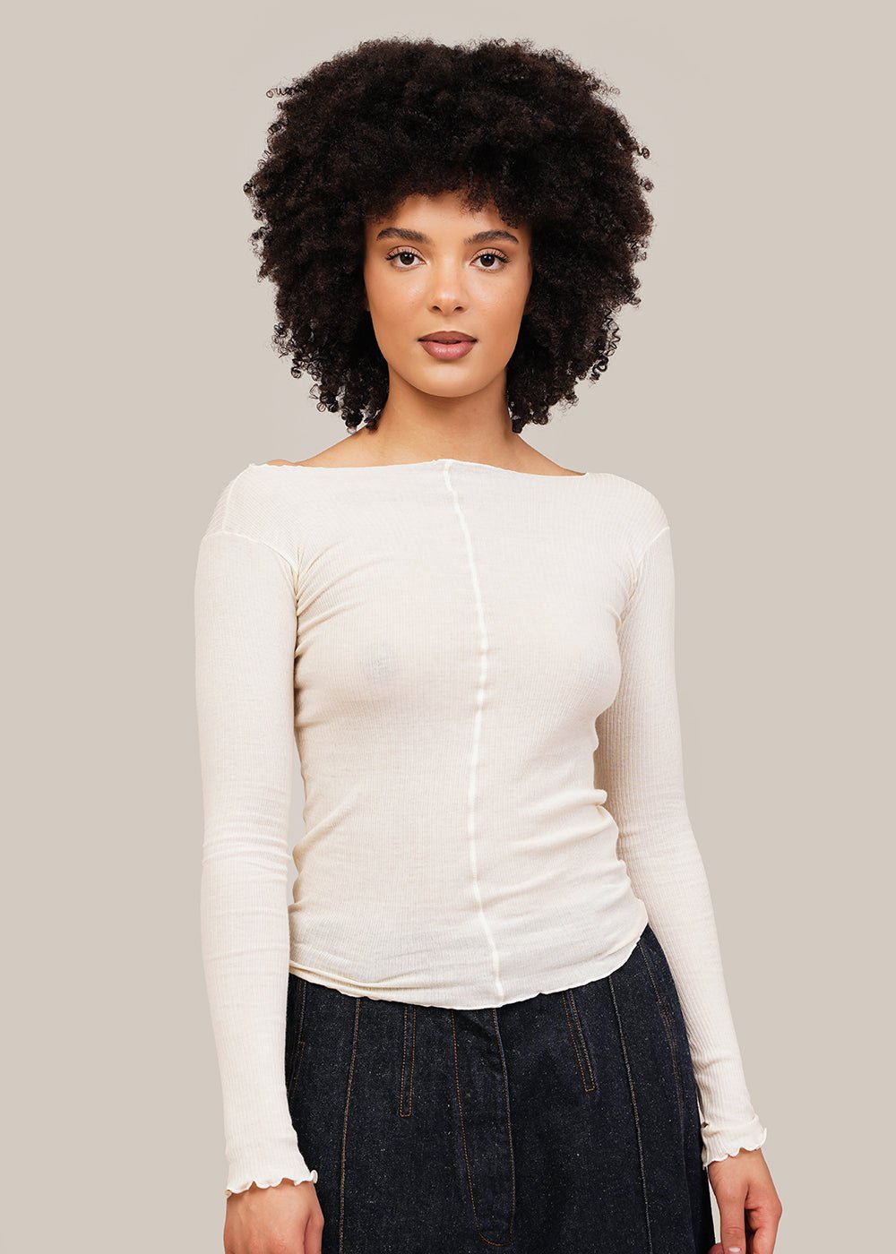 Baserange Off-White Pama Long-Sleeve Shirt - New Classics Studios Sustainable Ethical Fashion Canada